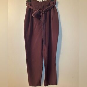 High-Waist Tie-Belt Women's Pants